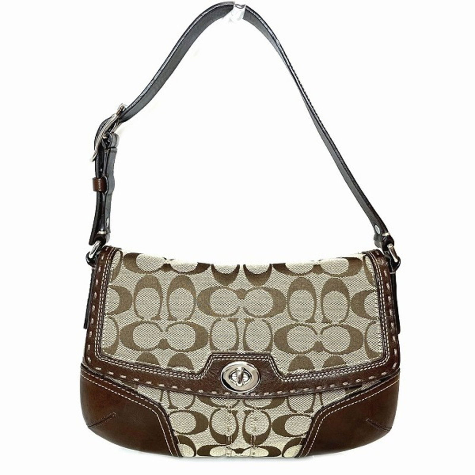 Coach COACH Signature 11574 Bag Shoulder Ladies: Coach COACH Signature 11574 Bag Shoulder Ladies Brand: Coach Line: Signature Model: 11574 Type: Shoulder bag Material: Signature line Signature line: Color: Beige Brown Inner Pocket: Zipper pocket1 Op
