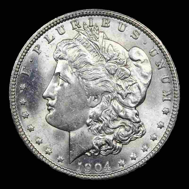 1904-o Morgan Dollar $1 Graded ms66+ By SEGS: 1904-o Morgan Dollar $1 Graded ms66+ By SEGS MYNT Auctions does not necessarily agree with SEGS grade on this example. Please inspect images and conduct your own research before bidding. The MYNT Guar