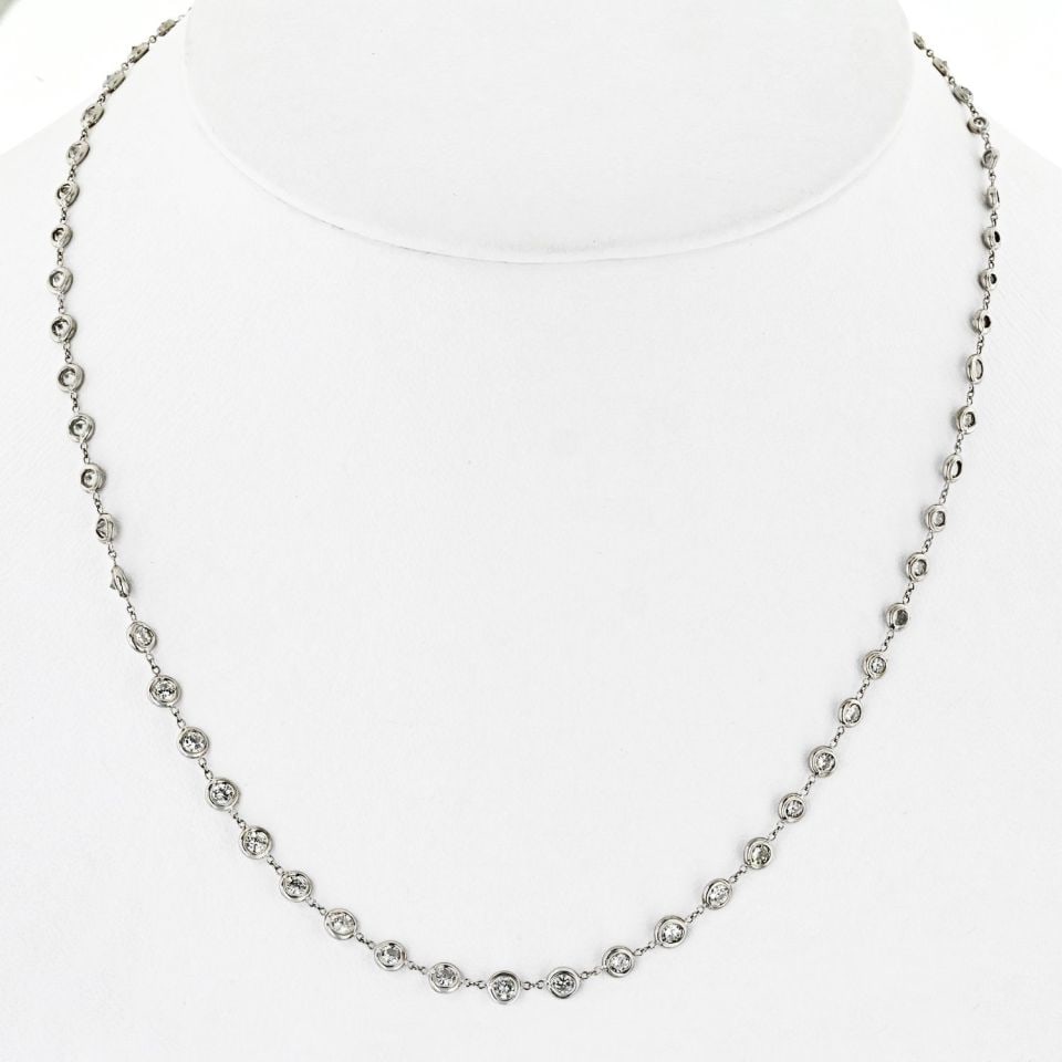 Platinum Necklace: Platinum Necklace Type: Necklaces Metal: Platinum Grams: 5.8 Exact Diamond Weight: 4.22 Cts The Mynt Guarantee: All items in this auction are guaranteed to be 100% authentic. At Your Service: At Mynt,