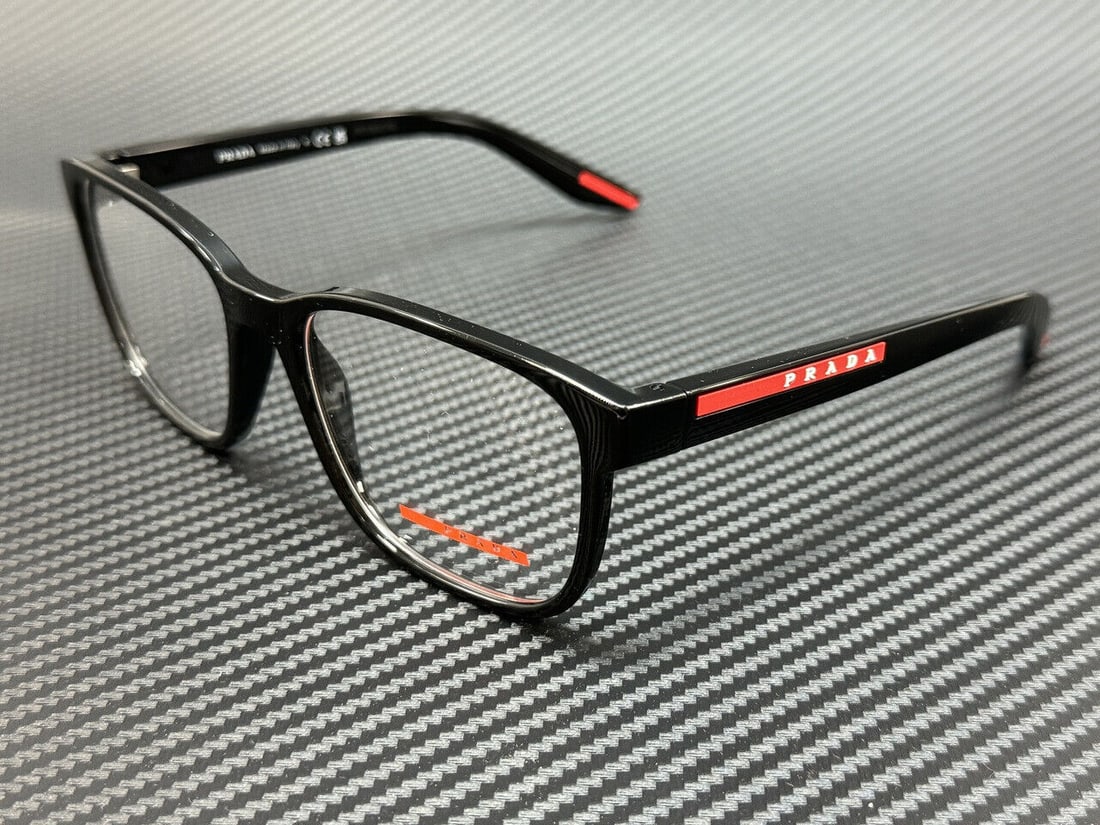 PRADA LINEA ROSSA PS 06PV 1AB1O1 Black Mens 55 mm Eyeglasses: PRADA LINEA ROSSA PS 06PV 1AB1O1 Black Mens 55 mm Eyeglasses Frame Color: Black Type: Eyeglasses New The Mynt Guarantee: All items in this auction are guaranteed to be 100% authentic. At Your Service: