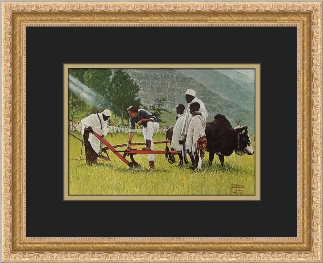 Norman Rockwell The Peace Corps In Ethiopia Custom Framed Print: Norman Rockwell The Peace Corps In Ethiopia Custom Framed Print Unit Of Sale: Single Piece Artist: Norman Rockwell Image Orientation: Landscape Size: Medium Signed: No Period: Contemporary (1970 - 202