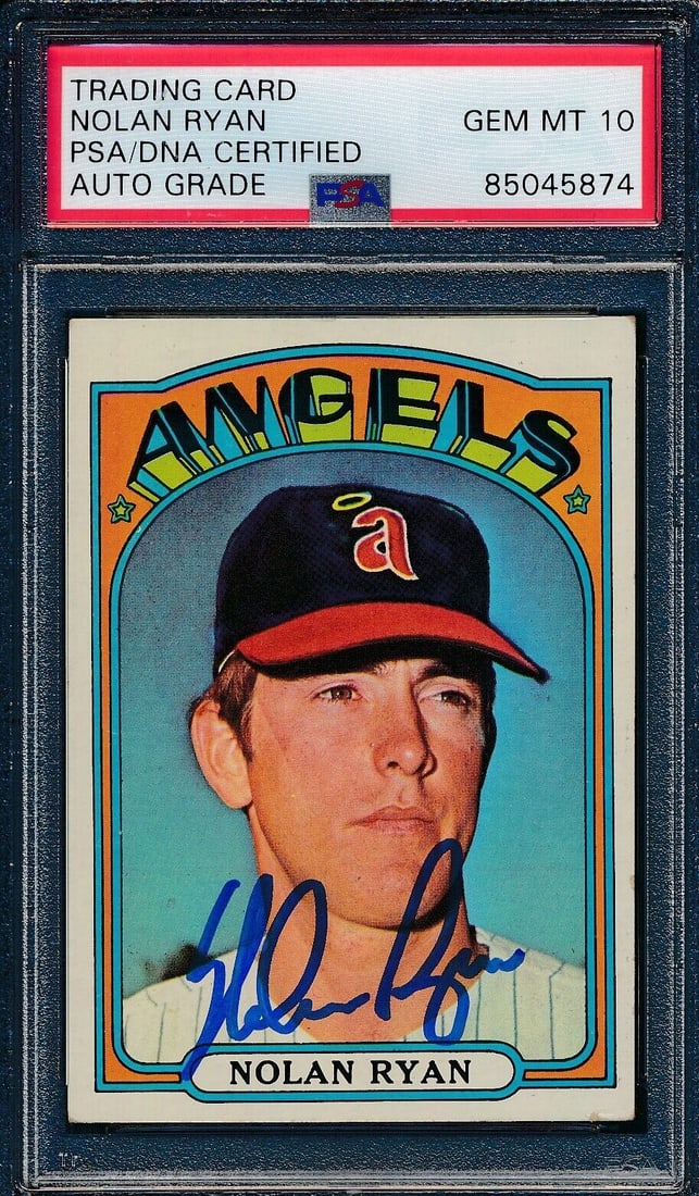 Nolan Ryan HOF Angels Autographed 1972 TOPPS Card #595 PSA/DNA GEM MINT 10: Nolan Ryan HOF Angels Autographed 1972 TOPPS Card #595 PSA/DNA GEM MINT 10 Original/Reprint: Original Product: Photo Sport: Baseball Team: California Angels Signed: YES Pre-Owned While the lot images 