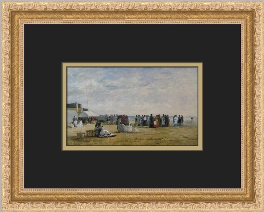 Eugene Boudin Beach Scene in Trouville Custom Framed Print: Eugene Boudin Beach Scene in Trouville Custom Framed Print Unit Of Sale: Single-Piece Work Artist: Eugene Boudin Size: Medium (up to 36in.) Item Length: 13 in Region Of Origin: United States Framing: