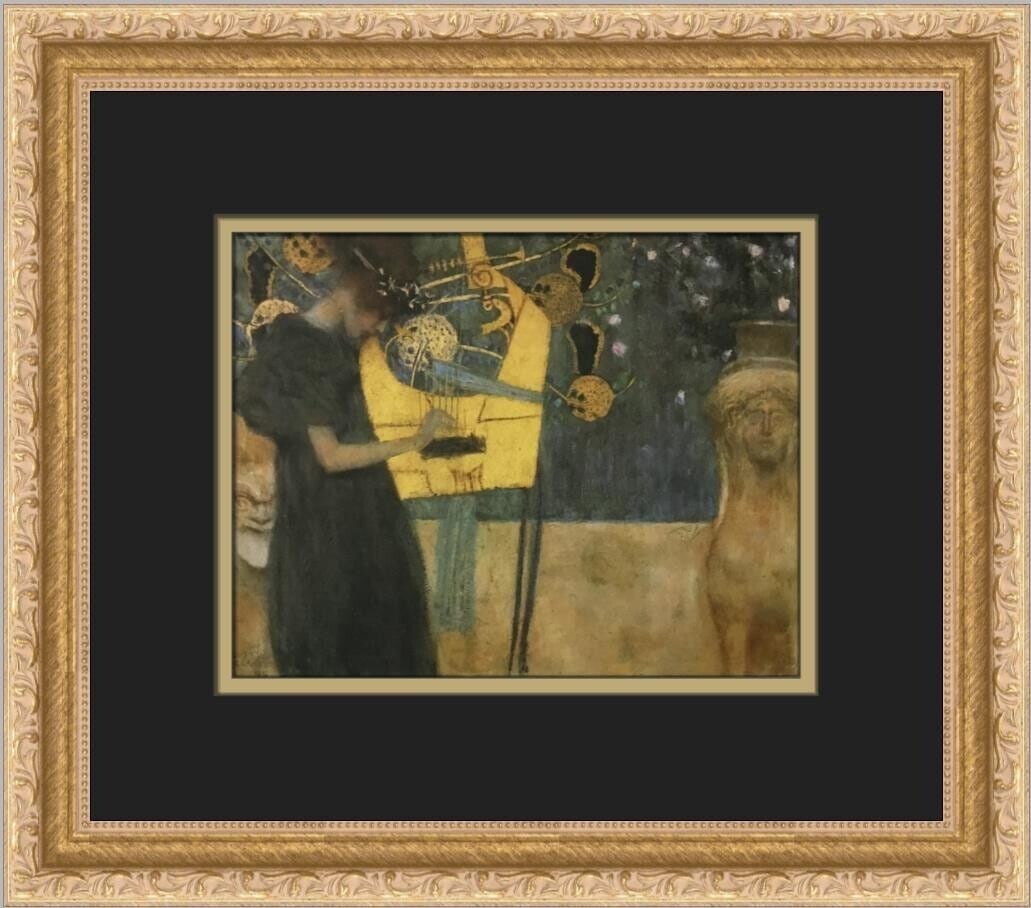 Gustav Klimt Music I Custom Framed Print: Gustav Klimt Music I Custom Framed Print Artist: Gustav Klimt Unit Of Sale: Single-Piece Work Size: Medium (up to 36in.) Item Length: 14 in Region Of Origin: United States Framing: Matted & Framed Per