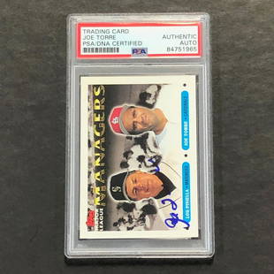 1993 Topps #512 Joe Torre Signed Card PSA Slabbed Auto Cardinals: 1993 Topps #512 Joe Torre Signed Card PSA Slabbed Auto Cardinals Pre-Owned While the lot images are representative of the item, the size, placement and strength of the signature may vary. Each