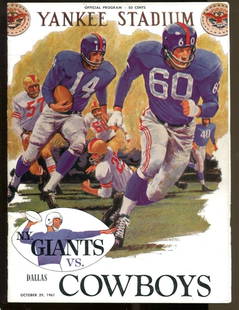 1961 New York Giants v Dallas Cowboys Program 10/29 Yankee Stadium Ex/MT 35212: 1961 New York Giants v Dallas Cowboys Program 10/29 Yankee Stadium Ex/MT 35212 Sport: Football-NFL Pre-Owned While the lot images are representative of the item, the size, placement and strength