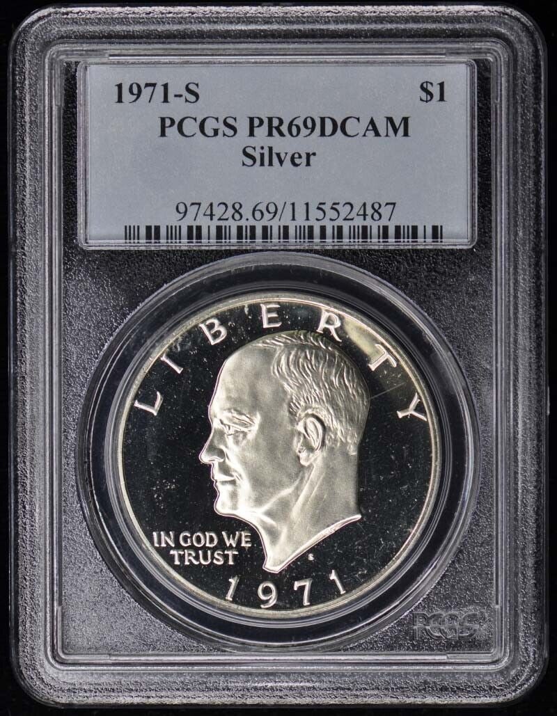 1971-S - 1978-S $1 Ike Dollar 11 Coin Set PCGS PR69DCAM: 1971-S - 1978-S $1 Ike Dollar 11 Coin Set PCGS PR69DCAM Certification: PCGS Certification Number: 11552487 Grade: PR69 Year: 1971 Circulated/Uncirculated: Uncirculated Strike Type: Proof Mint Location