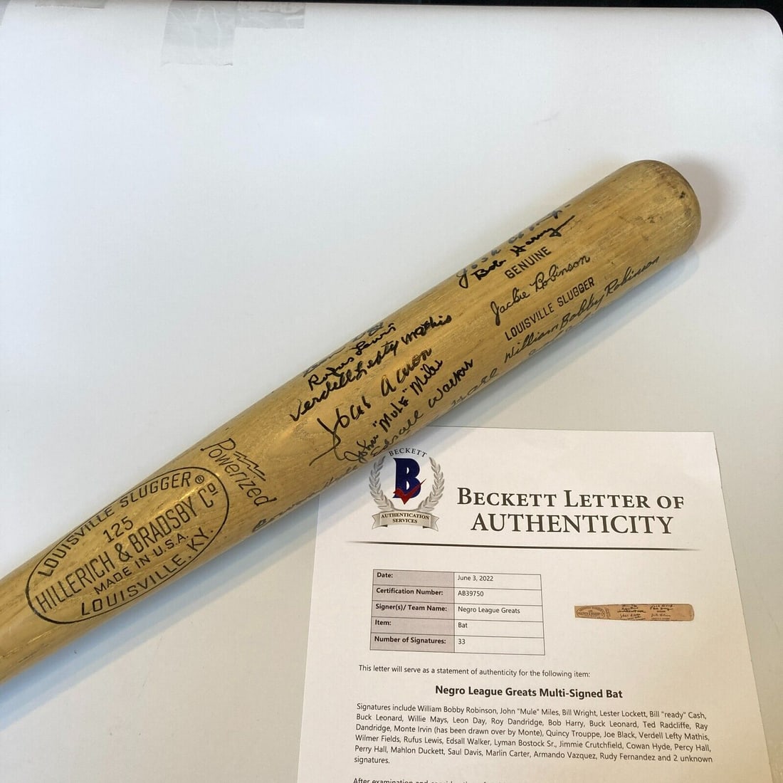 Willie Mays Hank Aaron Negro League Legends Signed Jackie Robinson Bat Beckett: Willie Mays Hank Aaron Negro League Legends Signed Jackie Robinson Bat Beckett Product: Bat Sport: Baseball-MLB Autograph Authentication: Beckett Authentication Services (BAS) Player: Willie Mays Orig