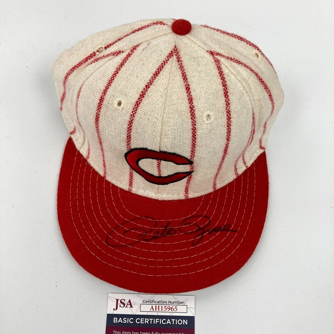 Pete Rose Signed Cincinnati Reds Baseball Hat JSA COA: Pete Rose Signed Cincinnati Reds Baseball Hat JSA COA Sport: Baseball-MLB Player: Pete Rose Signed: Yes Original/Reprint: Original Autograph Authentication: James Spence Authentication (JSA) Product: