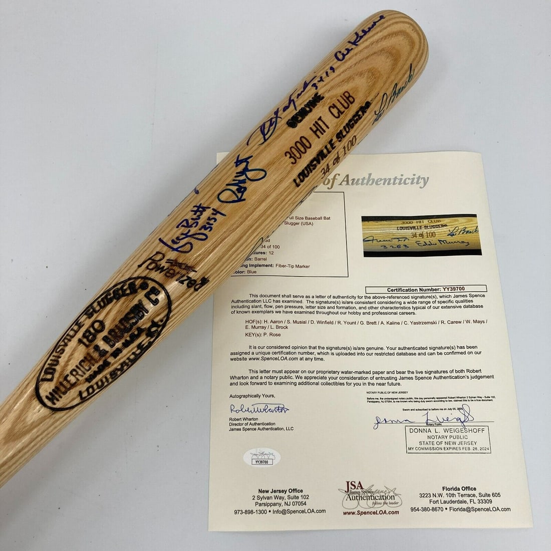 Beautiful 3 000 Hit Club Multi Signed Baseball Bat Willie Mays Hank Aaron JSA: Beautiful 3 000 Hit Club Multi Signed Baseball Bat Willie Mays Hank Aaron JSA Sport: Baseball Player: Willie Mays Signed: Yes Original/Reprint: Original Autograph Authentication: James Spence Authenti