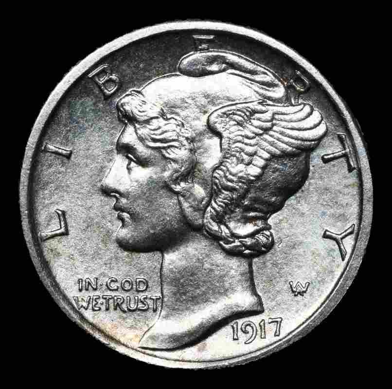 1917-s Mercury Dime 10c Grades Choice Unc FSB By USCG: 1917-s Mercury Dime 10c Grades Choice Unc FSB By USCG MYNT Auctions does not necessarily agree with the USCG grade on this example. Please inspect images and conduct your own research before bidding. 
