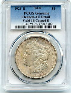 C12360- 1921-D VAM-1B "CAPPED R" HOT 50 MORGAN DOLLAR PCGS AU DETAILS: C12360- 1921-D VAM-1B "CAPPED R" HOT 50 MORGAN DOLLAR PCGS AU DETAILS Certification: PCGS Circulated/Uncirculated: Circulated Grade: AU Pre-Owned The MYNT Guarantee: All items in this auction are