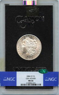 1884-CC Morgan Dollar GSA HOARD S$1 NGC MS66 (CAC): 1884-CC Morgan Dollar GSA HOARD S$1 NGC MS66 (CAC) Certification: NGC Certification Number: 6100866010 Grade: MS66 Year: 1884 Circulated/Uncirculated: Uncirculated Mint Location: Carson City Designati