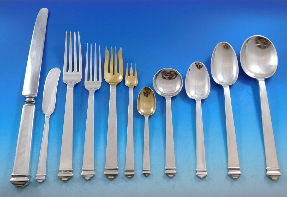 Hampton by Tiffany Sterling Silver Flatware Set for 12 Service 185 pcs Dinner: Hampton by Tiffany Sterling Silver Flatware Set for 12 Service 185 pcs Dinner The exquisite hampton pattern was named after king henry viii's great country palace, hampton court. First made by tiffany
