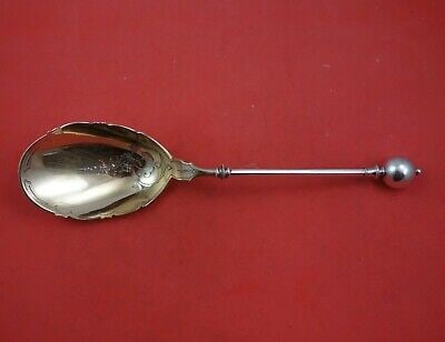Ball End by George Sharp Sterling Silver Berry Spoon GW Bright-Cut 10 7/8": Ball End by George Sharp Sterling Silver Berry Spoon GW Bright-Cut 10 7/8" Ball end by george sharpsterling silver berry spoon gold washed and bright-cut 10 7/8" in the pattern ball end by george shar