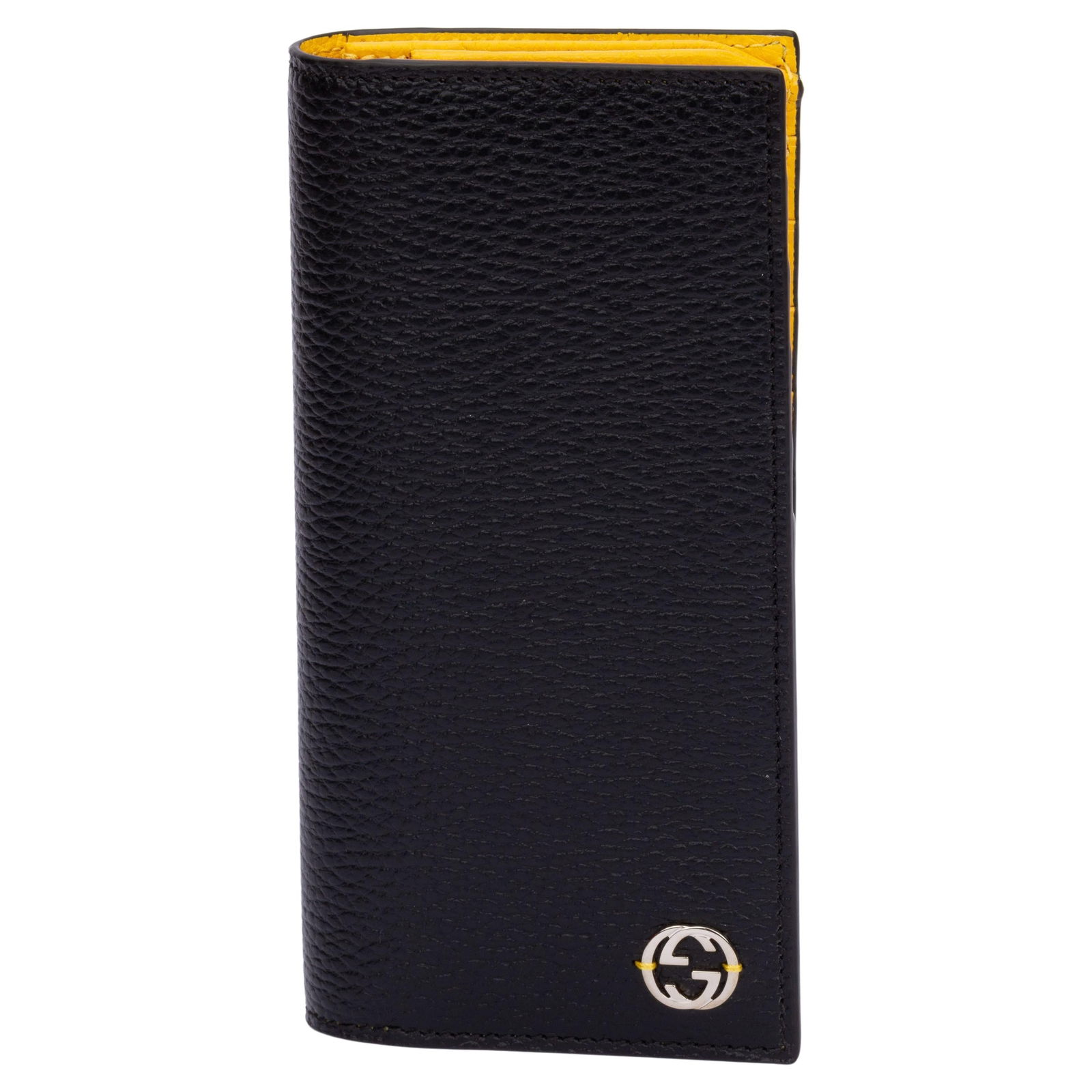 Gucci New Long Bifold Wallet Black: Gucci New Long Bifold Wallet Black Designer: Gucci Dimensions: Height: 7 in (17.78 cm)Width: 1 in (2.54 cm)Length: 3.5 in (8.89 cm) Place of Origin: Italy Period: 21st Century Pre-Owned The Mynt Guara