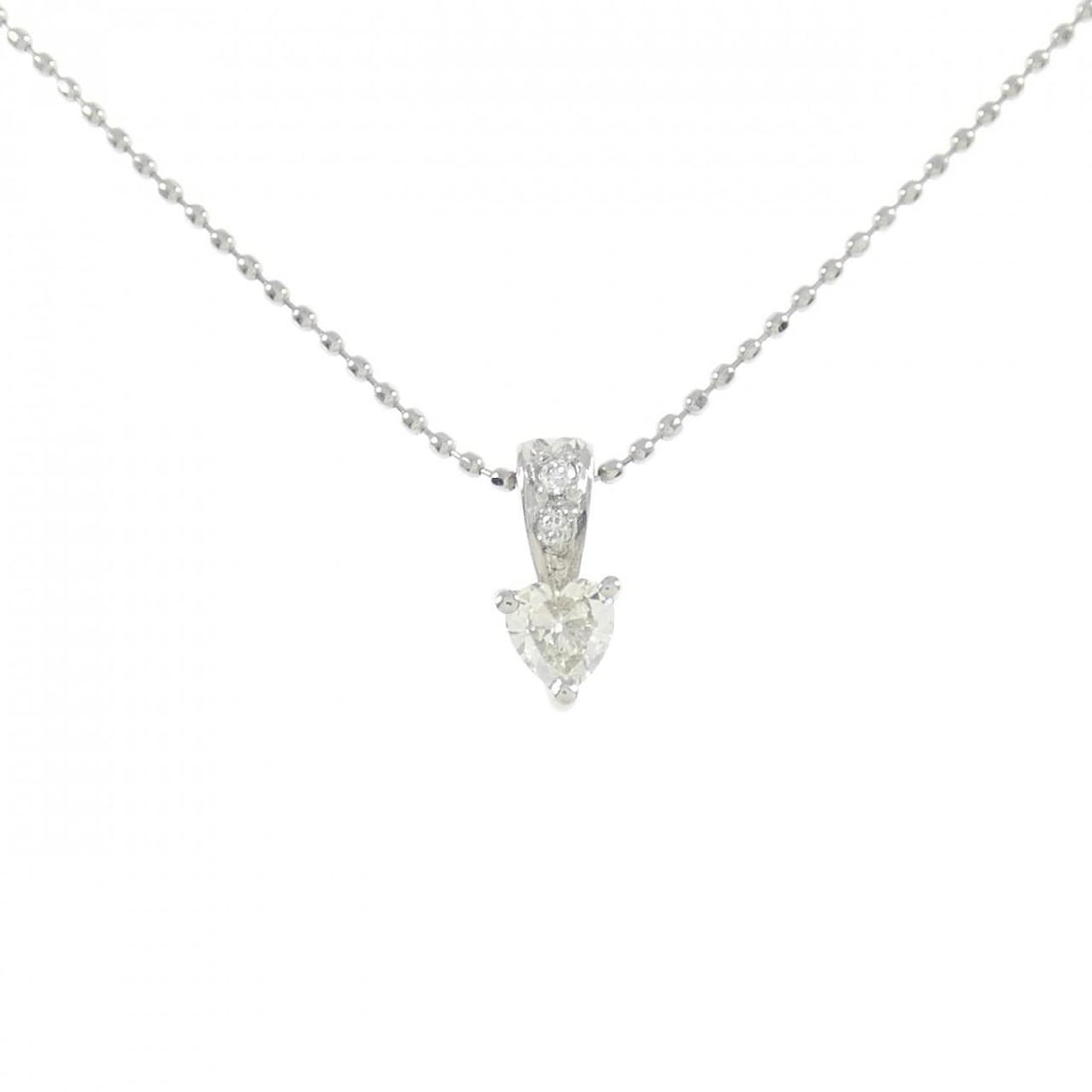 PT Diamond Necklace 0.15CT: PT Diamond Necklace 0.15CT Style: Necklace Material: Platinum Gender: Ladies" Size: 40cm Main Stone: Diamond 0.15CT Weight: approx. 2.3G Actualsize: Pendant top H x W: 9.2mmx4.1mm Chain Max. W: 0.9mm 