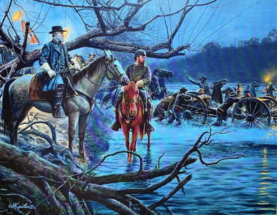 Mort Kunstler Civil War Print - Night Crossing Custom Gallery Framed: Mort Kunstler Civil War Print - Night Crossing Custom Gallery Framed Artist: Mort Kunstler Mort Kunstler Unit Of Sale: Single-Piece Work Size: Medium (up to 36in.) Item Length: 20 in Region Of Origin: