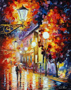 Stroll Under Moon - Limited Edition 1/25 by Leonid Afremov: Stroll Under Moon - Limited Edition 1/25 by Leonid AfremovThis is a limited edition giclee hand-painted by Leonid Afremov. This is the first giclee of a small edition of 25 paintings. The rest of the