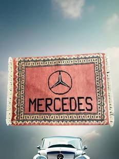 2 x 2 Handmade Mercedes Benz Small Rug: 2 x 2 Handmade Mercedes Benz Small Rug Free continental US Shipping Size in Feet: Width: 2 x Length: 2 Size in Inches: Width: 24 in x Length: 28 in Colors: Salmon Weave: 100% Handmade Pile: 3/8