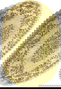 11 x 18 Oval Ivory Persian Hook Aubusson Design Large Rug: 11 x 18 Oval Ivory Persian Hook Aubusson Design Large Rug Free continental US Shipping Size in Feet: Width: 11.3 x Length: 17.10 Size in Inches: Width: 135 in x Length: 214 in Rug Type: Area Rug