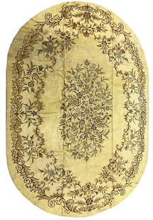 11 x 18 Oval Ivory Persian Hook Aubusson Design Large Rug: 11 x 18 Oval Ivory Persian Hook Aubusson Design Large Rug Free continental US Shipping Size in Feet: Width: 11.3 x Length: 17.10 Size in Inches: Width: 135 in x Length: 214 in Rug Type: Area Rug Color