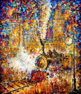 Last Train - Limited Edition 1/25 by Leonid Afremov: Last Train - Limited Edition 1/25 by Leonid AfremovThis is a limited edition giclee hand-painted by Leonid Afremov. This is the first giclee of a small edition of 25 paintings. The rest of the