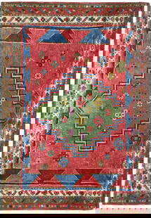 3 x 4 ANTIQUE KAZAK Hand-Knotted Cocasion Pattern Area Rug: 3 x 4 ANTIQUE KAZAK Hand-Knotted Cocasion Pattern Area Rug Free continental US Shipping Size in Feet: Width: 3.4 x Length: 4.4 Size in Inches: Width: 40 in x Length: 52 in Rug Type: Area Rug