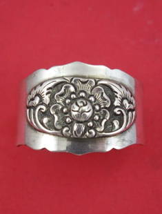 Floral by Unknown 800 Silver Napkin Ring Danish style 2" x 1 1/2" x 1 1/4": Floral by Unknown 800 Silver Napkin Ring Danish style 2" x 1 1/2" x 1 1/4" Floral by unknown800 silver napkin ring, danish style oval,. 800 silver 1. 1oz. 2" x 1 1/2" x 1 1/4" in the pattern floral by