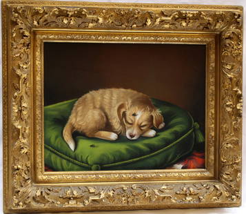 19C EUROPEAN PASTEL ON PAPER PAINTING OF A SLEEPING DOG SIGNED: 19C EUROPEAN PASTEL ON PAPER PAINTING OF A SLEEPING DOG SIGNED Material: Pastels Type: Painting Subject: DOG Original/Licensed Reproduction: Original Original/Reproduction: Original Signed?: Signed Si