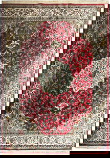 9 x 12 SILK Handmade RUG: 9 x 12 SILK Handmade RUG Free continental US Shipping Size in Feet: Width: 9 x Length: 12 Size in Inches: Width: 108 in x Length: 144 in Rug Type: Area Rug Colors: Red ivory Weave: Hand-Knotted