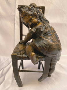 1900 BRONZE OF A GIRL ON A CHAIR BY JUAN CLARA LISTED ARTIST: 1900 BRONZE OF A GIRL ON A CHAIR BY JUAN CLARA LISTED ARTIST Modified Item: No Material: Bronze PLEASE NOTE: LOCAL PICK UP IS NOT AN OPTION AND ALL ITEMS IN THIS AUCTION MUST BE SHIPPED. We offer Free