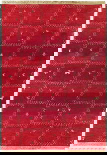 4 x 6 Red Modern Gabbeh Rug THICK DENSE WOOL PILE: 4 x 6 Red Modern Gabbeh Rug THICK DENSE WOOL PILE Free continental US Shipping Size in Feet: Width: 4 x Length: 6 Size in Inches: Width: 48 in x Length: 72 in Colors: Red Weave: 100% Handmade Pile:
