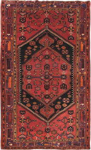 5 x 8 Red Persian Hamadan Rug: 5 x 8 Red Persian Hamadan Rug Free continental US Shipping Size in Feet: Width: 4.9 x Length: 8.1 Size in Inches: Width: 57 in x Length: 97 in Rug Type: Area Rug Colors: Red Blue Weave: Hand-knotted