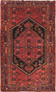 5 x 8 Red Persian Hamadan Rug: 5 x 8 Red Persian Hamadan Rug Free continental US Shipping Size in Feet: Width: 4.9 x Length: 8.1 Size in Inches: Width: 57 in x Length: 97 in Rug Type: Area Rug Colors: Red Blue Weave: Hand-knotted P