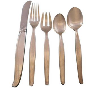 Contour by Towle Sterling Silver Flatware Set 12 Service 60 pieces Modern: Contour by Towle Sterling Silver Flatware Set 12 Service 60 pieces Modern Mid-century modern contour by towle sterling silver flatware set - 60 pieces. This set includes: 12 knives, 8 3/4"12 forks,