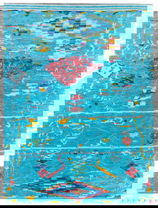9 x 12 TURQUOISE Quality Wool New Handmade Modern Transitional Rug
