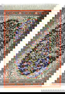 2 x 2 High End Persian Qum Silk Rug 600 KPSI: 2 x 2 High End Persian Qum Silk Rug 600 KPSI Free continental US Shipping Size in Feet: Width: 1.10 x Length: 2.4 Size in Inches: Width: 22 in x Length: 28 in Rug Type: Area Rug Colors: Navy Blue