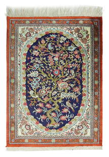 2 x 2 High End Persian Qum Silk Rug 600 KPSI: 2 x 2 High End Persian Qum Silk Rug 600 KPSI Free continental US Shipping Size in Feet: Width: 1.10 x Length: 2.4 Size in Inches: Width: 22 in x Length: 28 in Rug Type: Area Rug Colors: Navy Blue Weav