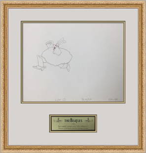 Original 1968 Beatles Chief Blue Meanie CM35A Original Animation Drawing Framed: Original 1968 Beatles Chief Blue Meanie CM35A Original Animation Drawing Framed Animation Studio: King Features Signed By: Ron Campbell Character: Chief Blue Meanie Tradition: Western Animation Title: