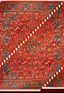 10 x 13 Reddish Orange Semi Antique Persian Josheghan Rug: 10 x 13 Reddish Orange Semi Antique Persian Josheghan Rug Free continental US Shipping Size in Feet: Width: 10 x Length: 13 Size in Inches: Width: 120 in x Length: 156 in Colors: Reddish Orange