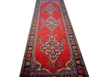 4 x 11 Red Traditional Persian Hamadan Runner Rug: 4 x 11 Red Traditional Persian Hamadan Runner Rug Free continental US Shipping Size in Feet: Width: 4 x Length: 11 Size in Inches: Width: 48 in x Length: 132 in Colors: Red Blue Weave: 100%