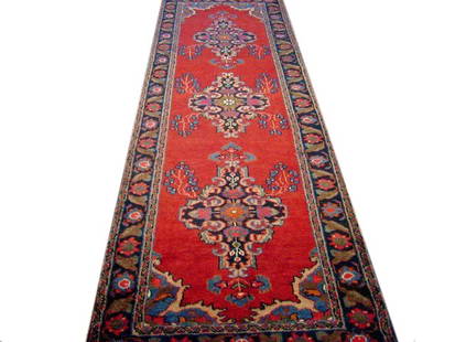 4 x 11 Red Traditional Persian Hamadan Runner Rug: 4 x 11 Red Traditional Persian Hamadan Runner Rug Free continental US Shipping Size in Feet: Width: 4 x Length: 11 Size in Inches: Width: 48 in x Length: 132 in Colors: Red Blue Weave: 100% Handmade P