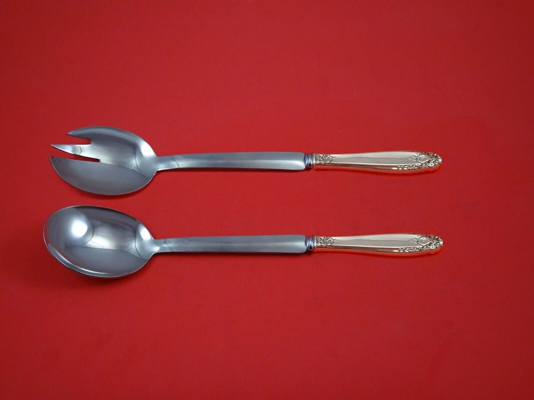 Prelude by International Sterling Silver Salad Serving Set Modern Custom 10 1/2": Prelude by International Sterling Silver Salad Serving Set Modern Custom 10 1/2" Prelude by internationalsterling silver hollow handle with stainless implements salad serving set, custom made in the p