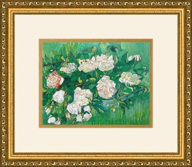 Vincent Van Gogh - Still Life Pink Roses Print NEWLY MUSEUM STYLE CUSTOM FRAMED: Vincent Van Gogh - Still Life Pink Roses Print NEWLY MUSEUM STYLE CUSTOM FRAMED Features: Framed Matted Region Of Origin: united states Item Width: 16 in Title: Still Life with Pink Roses Production T