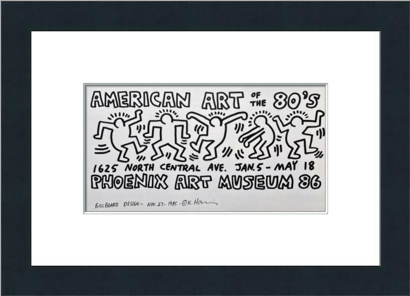 Keith Haring Print - American Art of the 1980s Custom Framed: Keith Haring Print - American Art of the 1980s Custom Framed Features: Framed Matted Region Of Origin: united states Item Width: 16 in Title: American Art of the 80's Production Technique: Lithogr