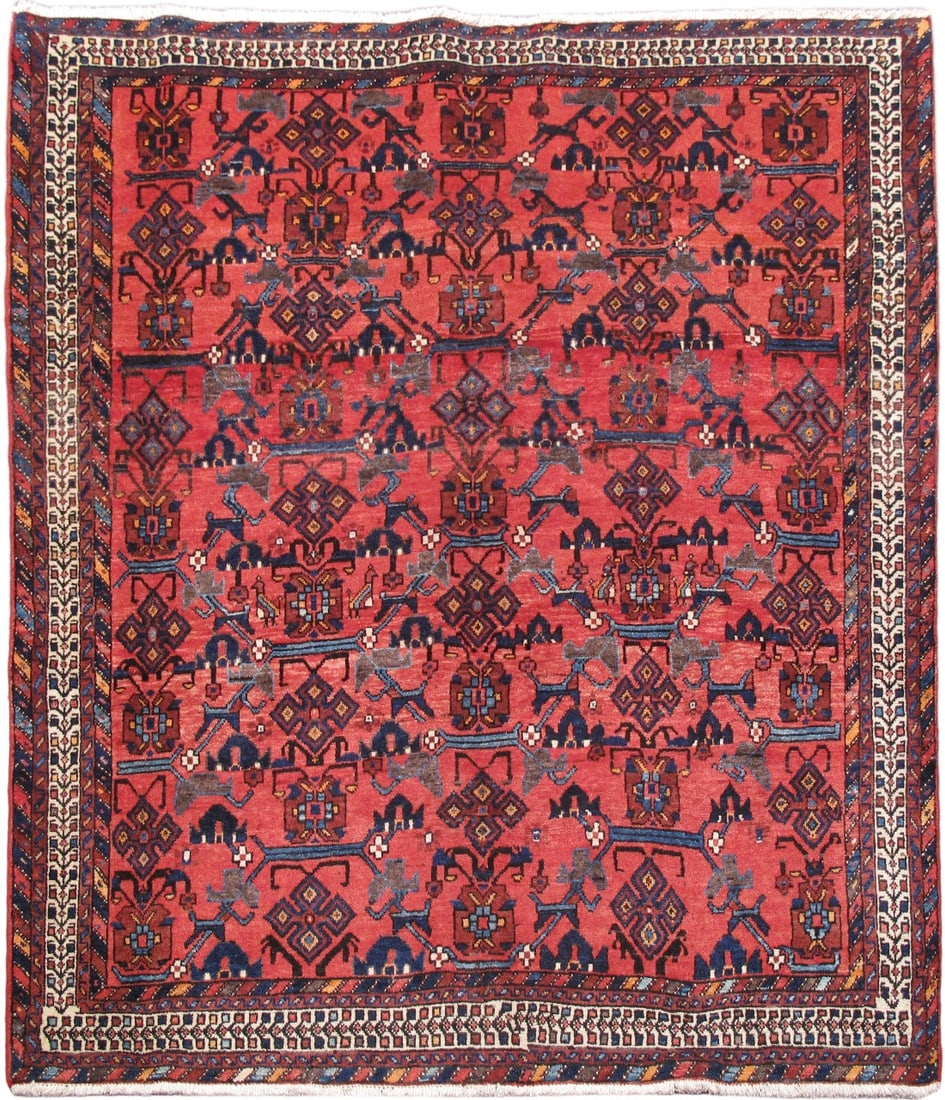 5 x 7 Red Persian Hamadan Rug: 5 x 7 Red Persian Hamadan Rug Free continental US Shipping Size in Feet: Width: 5.5 x Length: 6.7 Size in Inches: Width: 65 in x Length: 79 in Rug Type: Area Rug Colors: Red Weave: Hand-knotted Patter