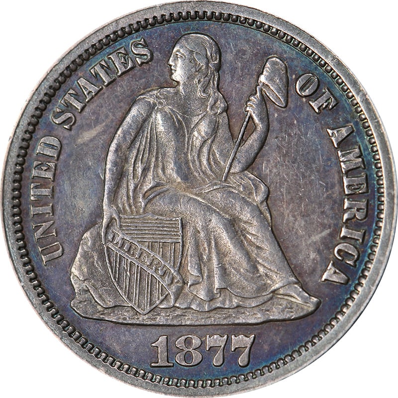 1877-CC Seated Liberty Dime Choice AU/BU: 1877-CC Seated Liberty Dime Choice AU/BU Certification: Uncertified Circulated/Uncirculated: Circulated Mint Location: Carson City Grade: Choice AU/BU Composition: Silver Year: 1877 Pre-Owned The MYNT