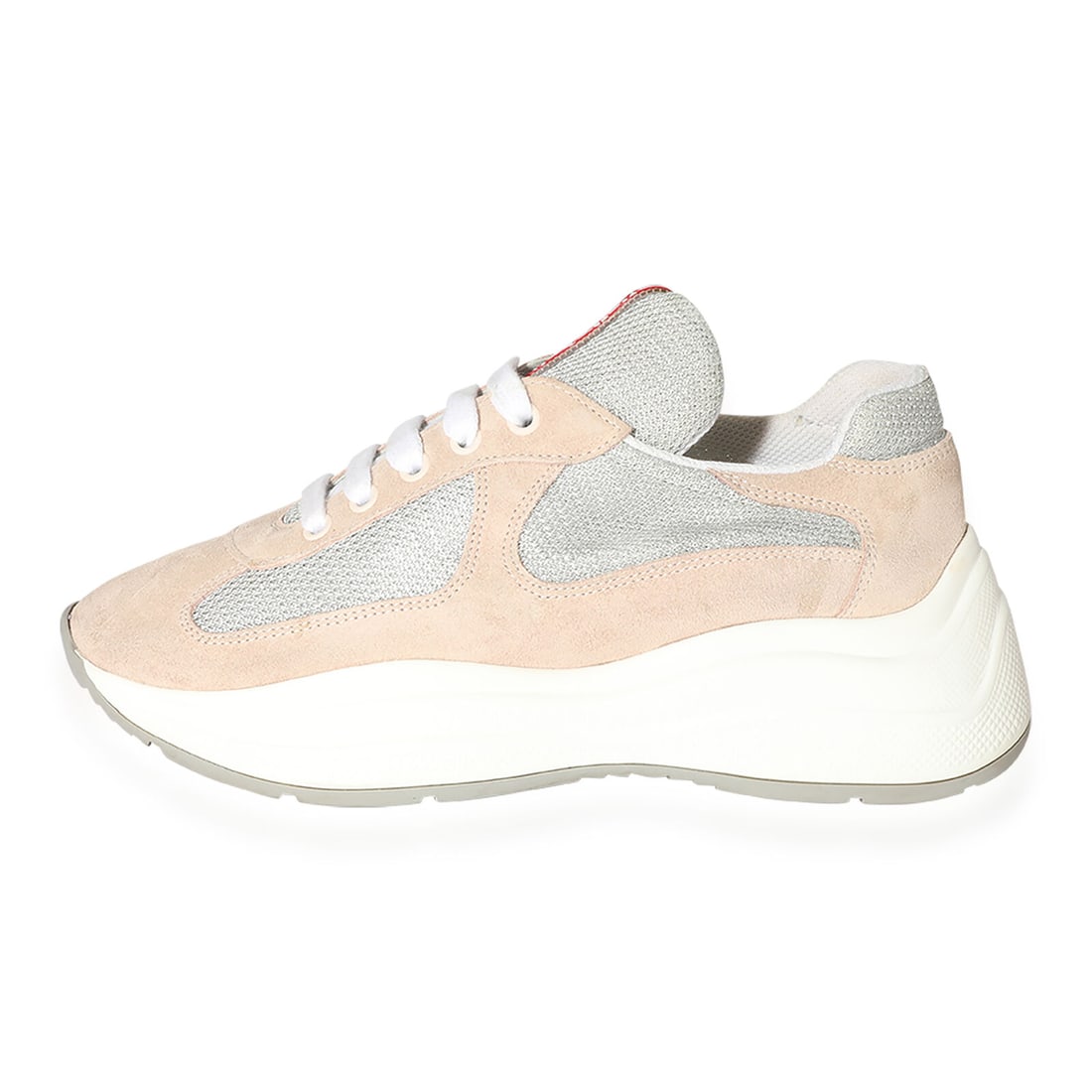 Prada Wmns Americas Cup Chunky Sole Pale Pink: Prada Wmns Americas Cup Chunky Sole Pale Pink With Original Box/Packaging: Yes With Papers: No Handbag Accessories: Other Material: Fabric;Suede Color: Gray;Pink Customized: No Upper Material: Fabric;