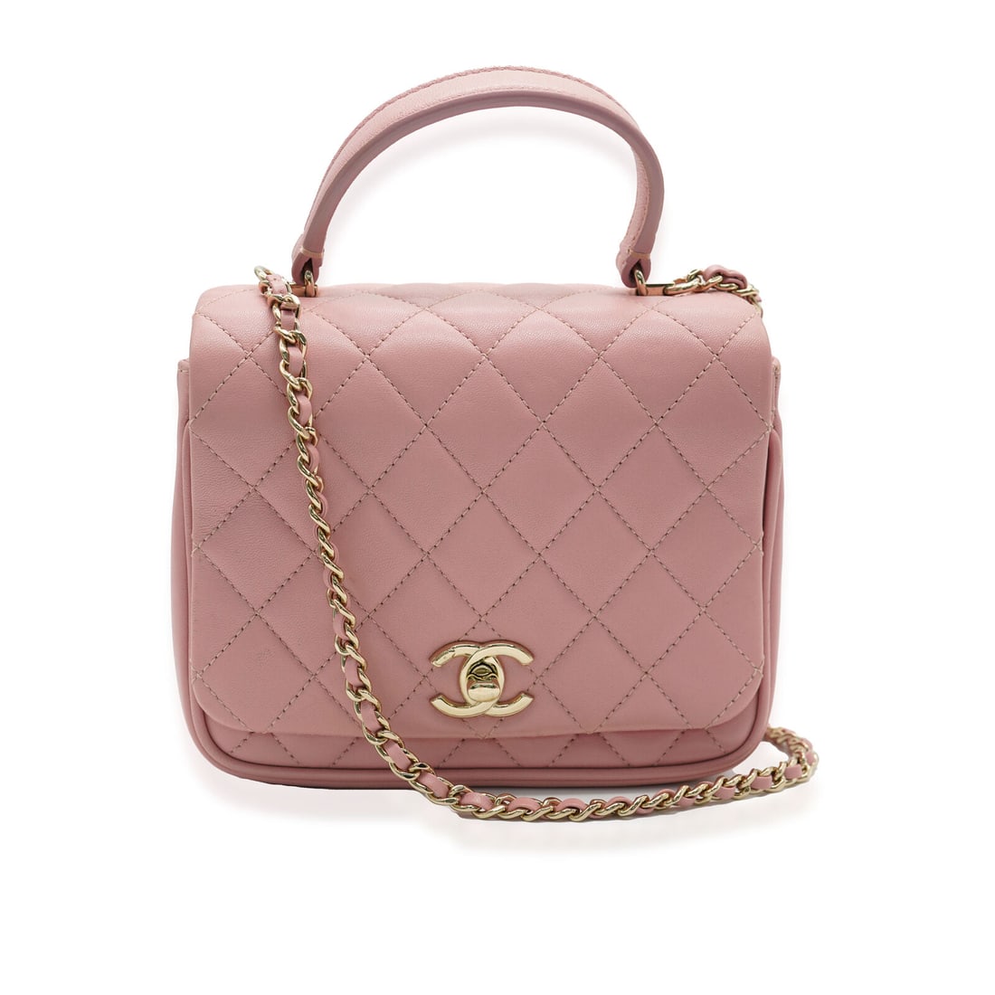 Chanel Pink Quilted Lambskin Mini Citizen Chic Flap Bag: Chanel Pink Quilted Lambskin Mini Citizen Chic Flap Bag Dimensions: 6.5 x 5.25 x 2.75 Handbag Accessories: Dustbag;Authenticity Card Bag Width: 6.5 in Bag Depth: 2.75 in Bag Height: 5.25 in Style: Cro